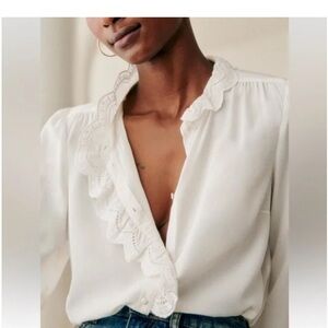 Sézane Chlo Silk Blouse Ecru. - Size 38